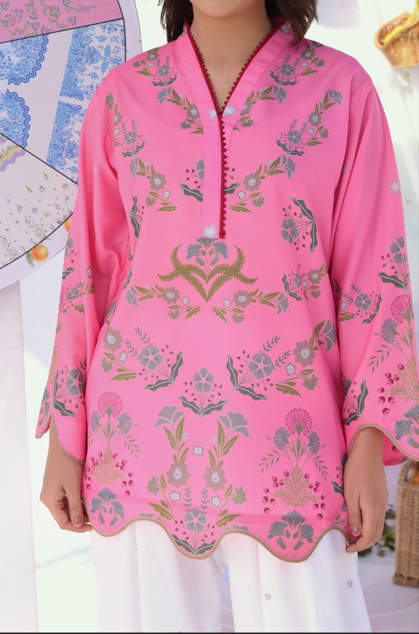 swiss lawn Kurta Set in Pink