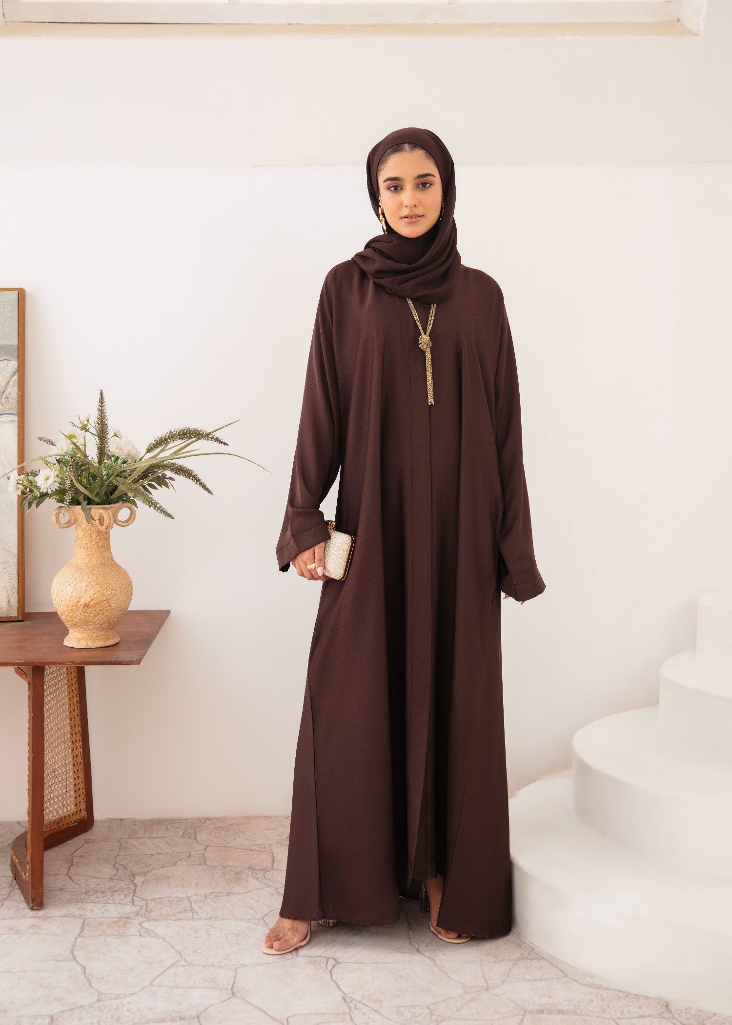 nidha Abaya in Russet brown