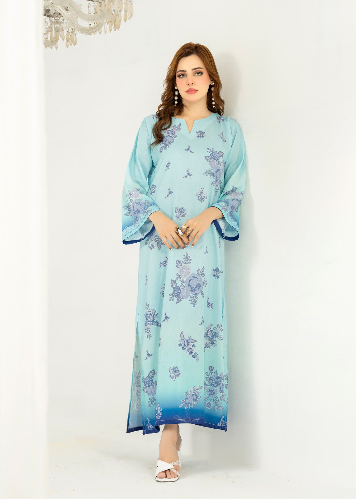lawn Kaftan in Aquamarine