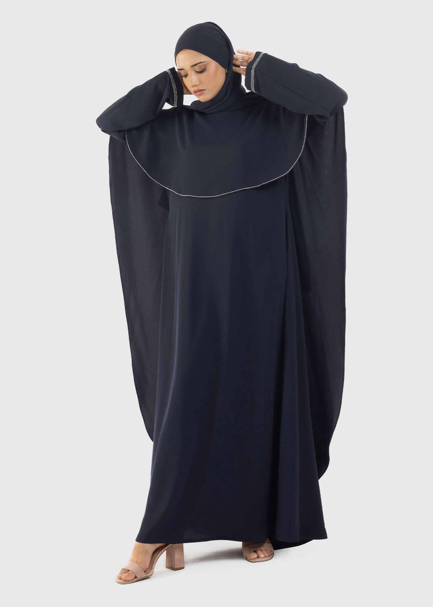 spandex Abaya in Aegean blue