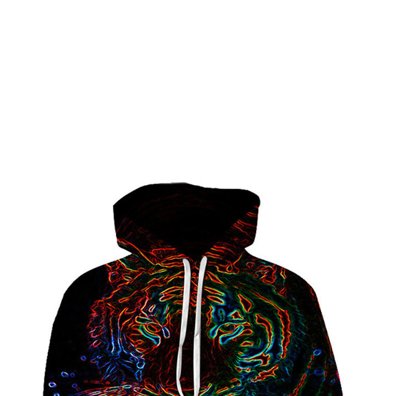Animal Lion Face D Print Hoodie for Men Fashion Autumn