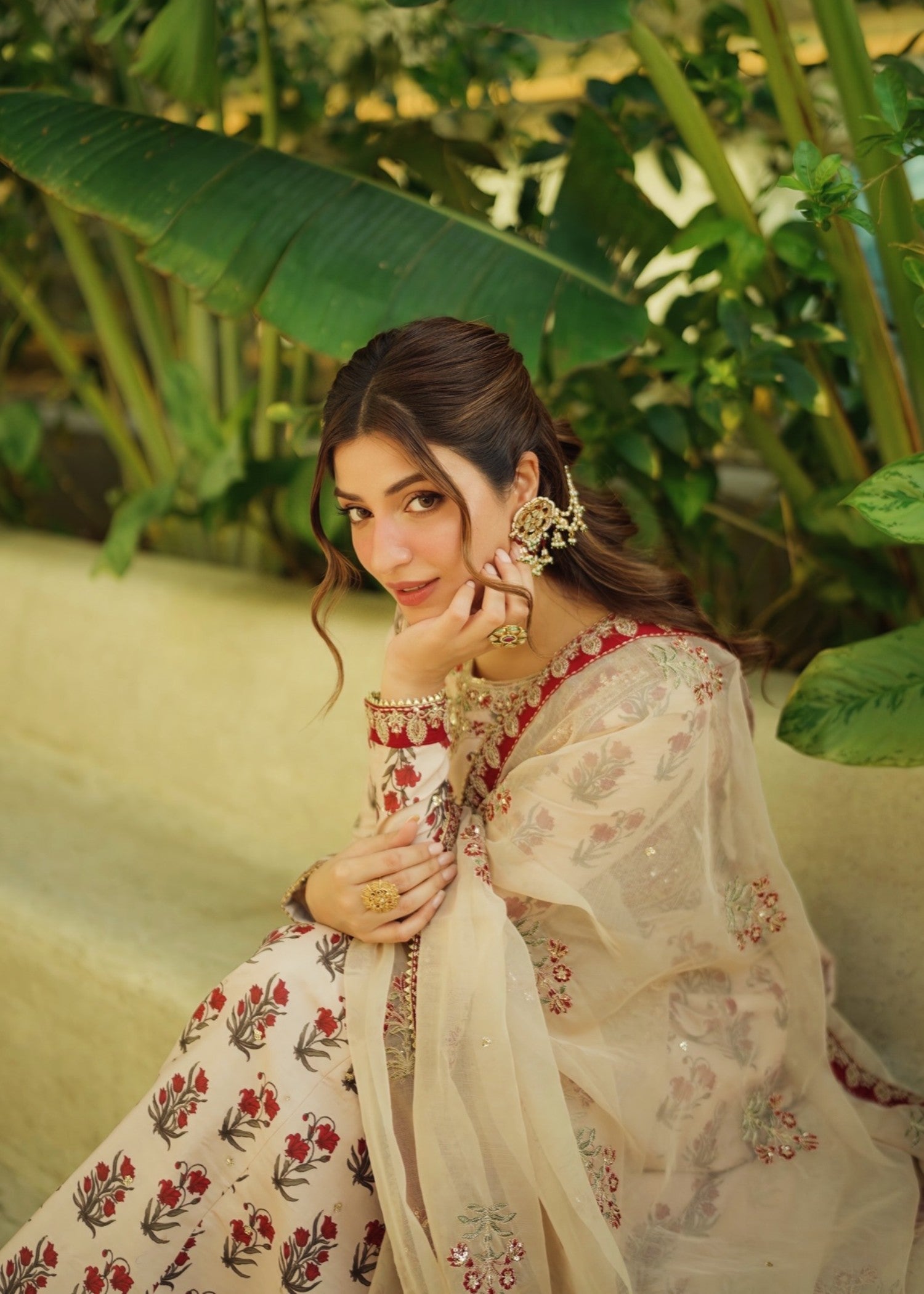 raw silk Maxi in Cream