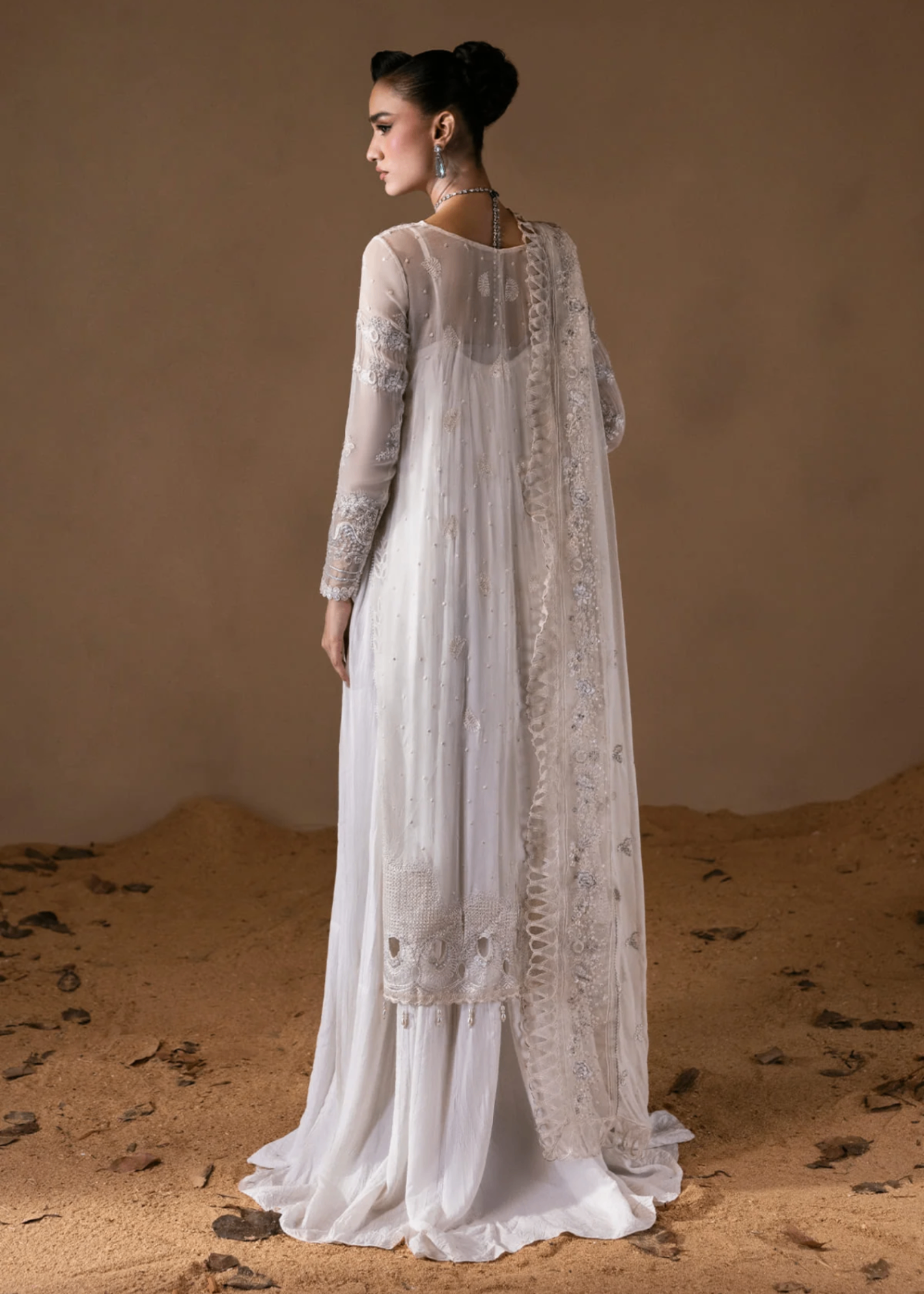 chiffon Angrakha in White smoke