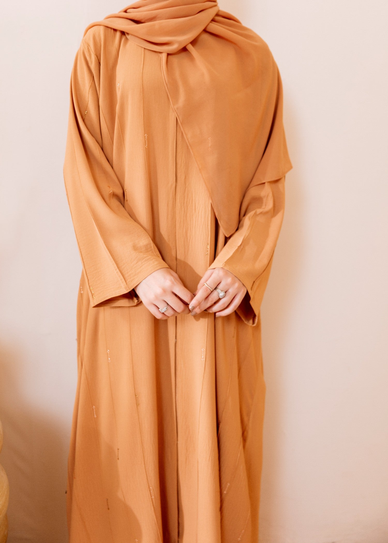 nidha blend Abaya in Apricot orange