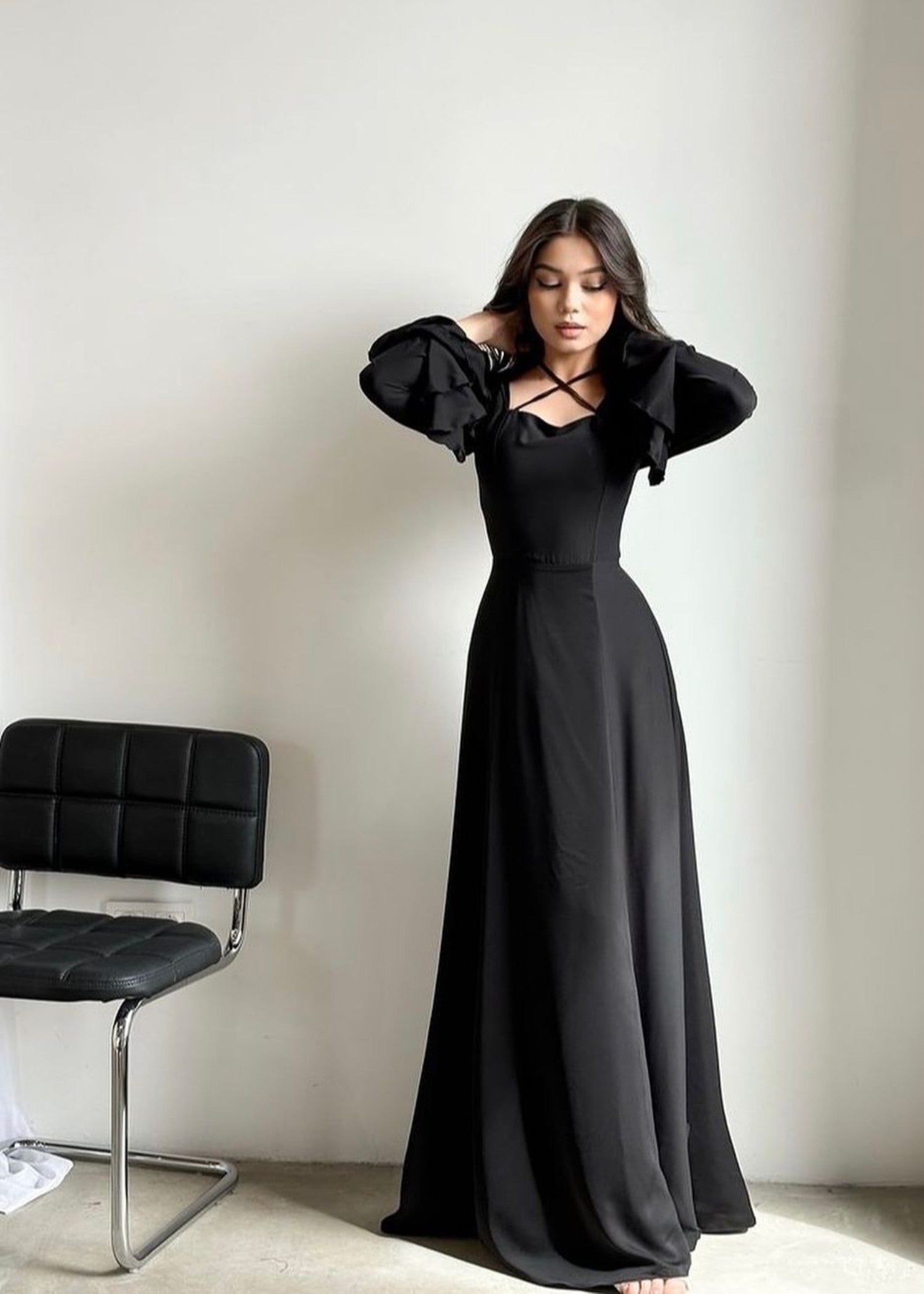 georgette Dress in Black
