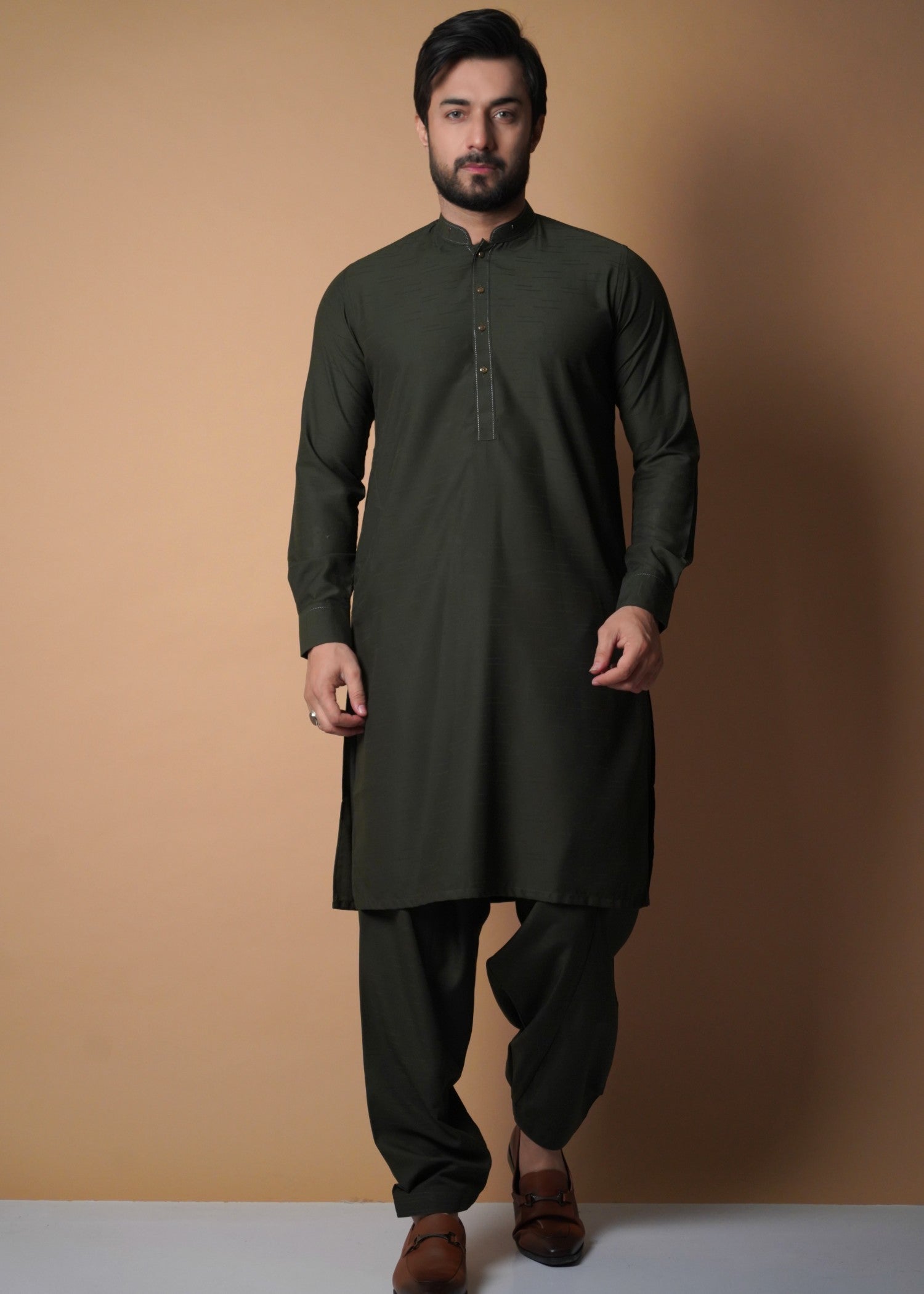 cotton viscose Shalwar Kameez in Dark green