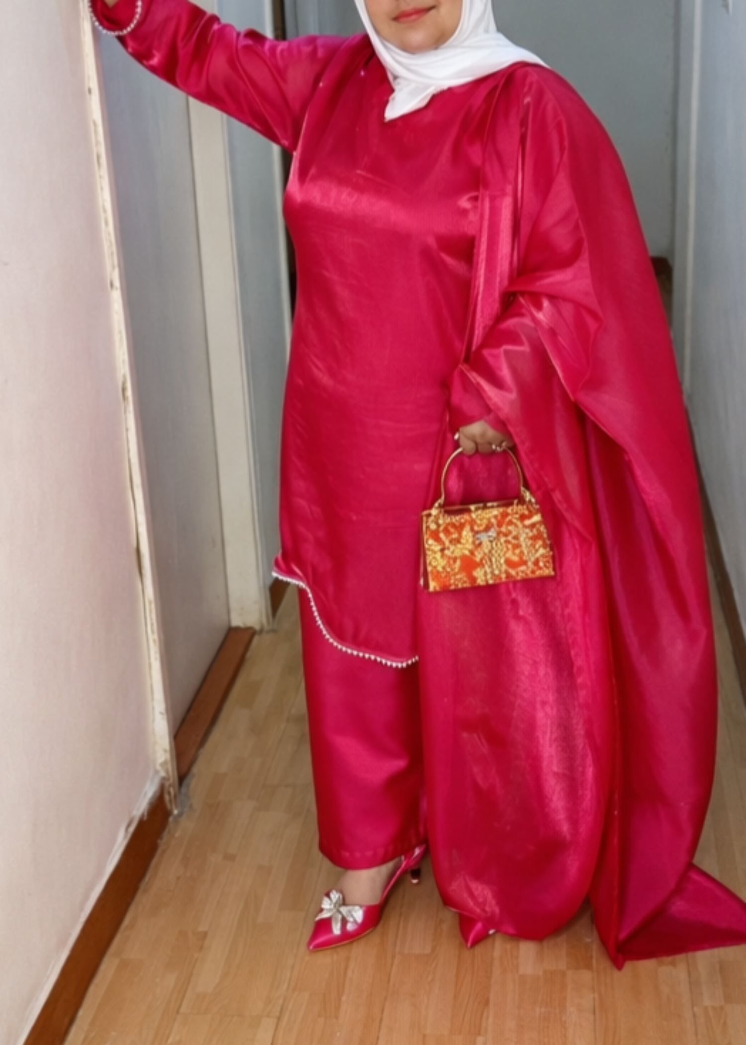organza silk Kurta Set in Magenta