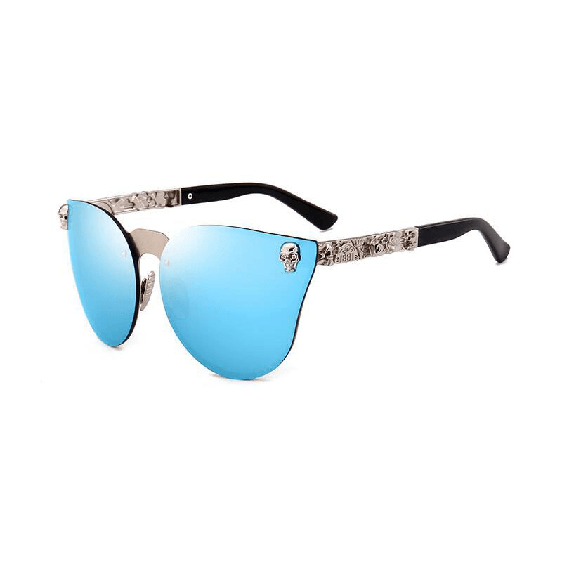 Gothic PC Men'S Skull Head Decorated Sunglasses, Exquisite Metal Pattern Feet Sunglasses, Women