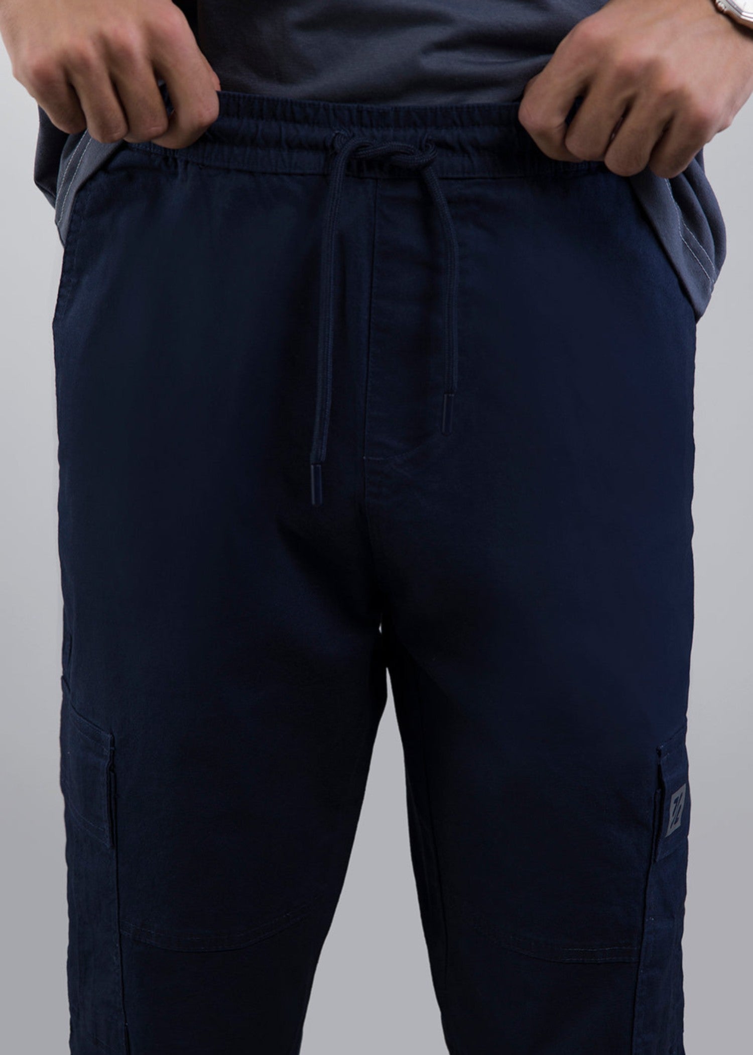 cotton Trousers in Navy blue