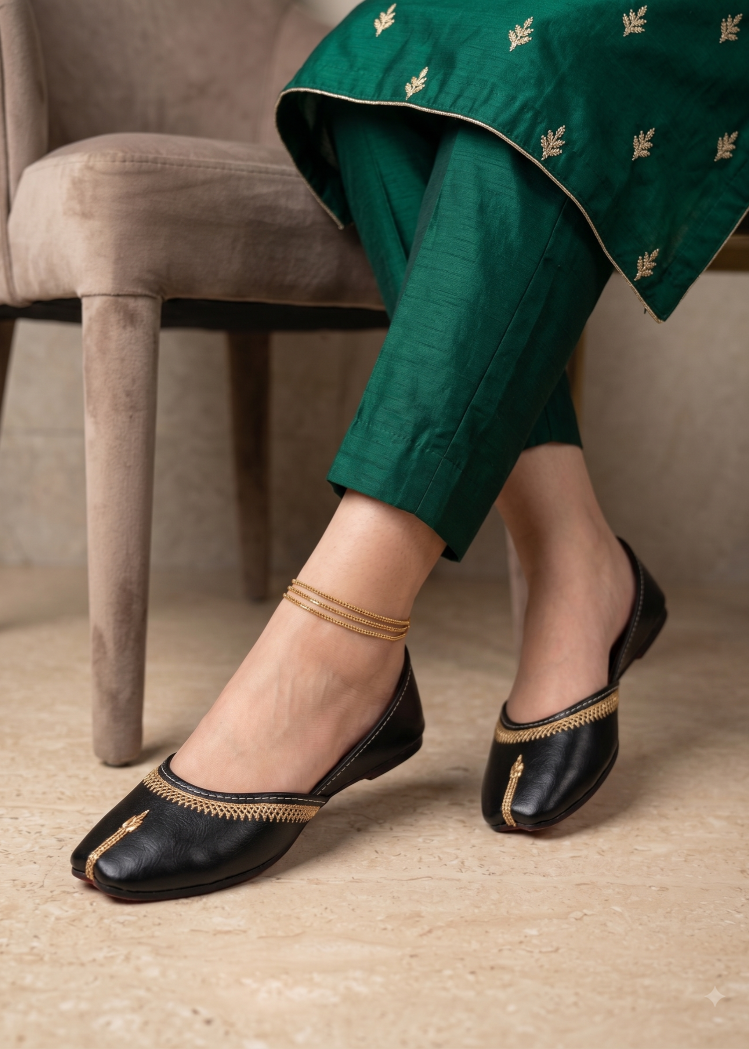 Khussa in Black by - High Quality Women Khussa DLY3170