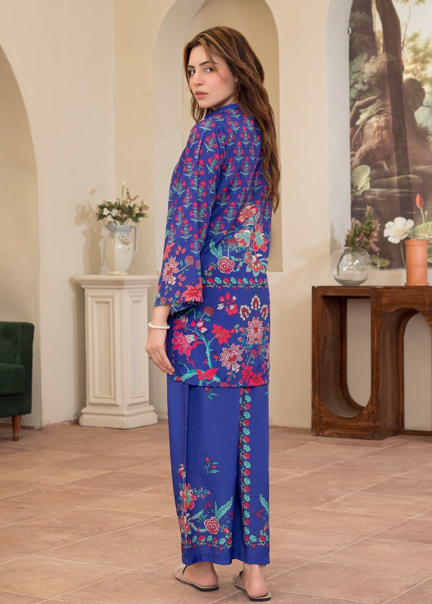 polyester crepe Co Ord Sets in Dark blue