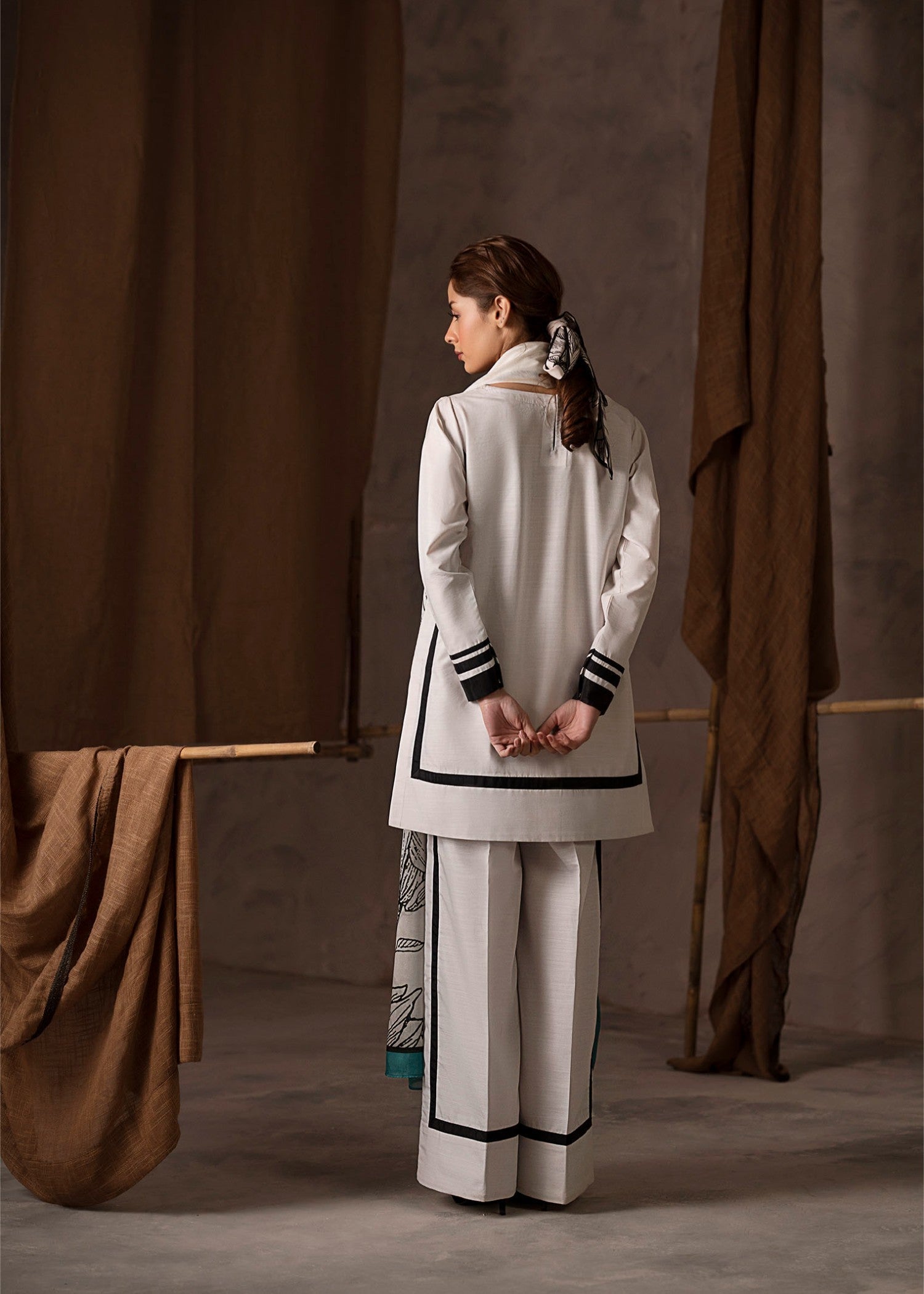 poly lawn Kurta Set in White