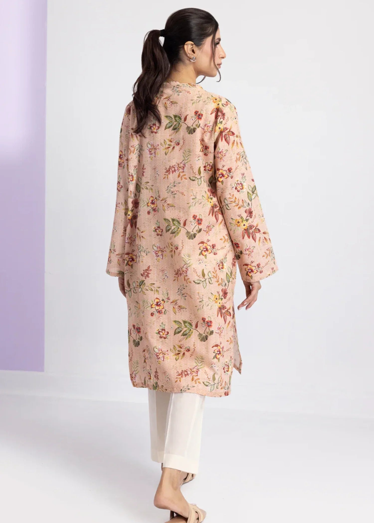 khaddar Kurti in Peach orange