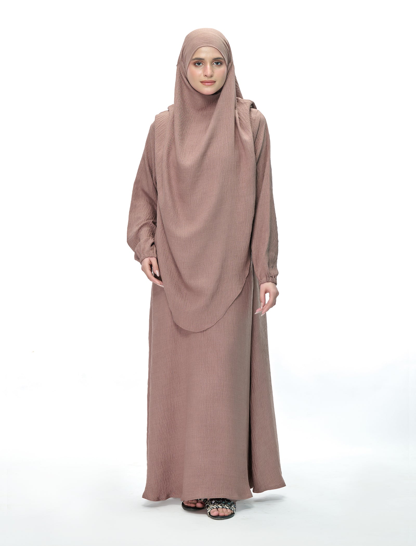 polyester Abaya in Purple taupe
