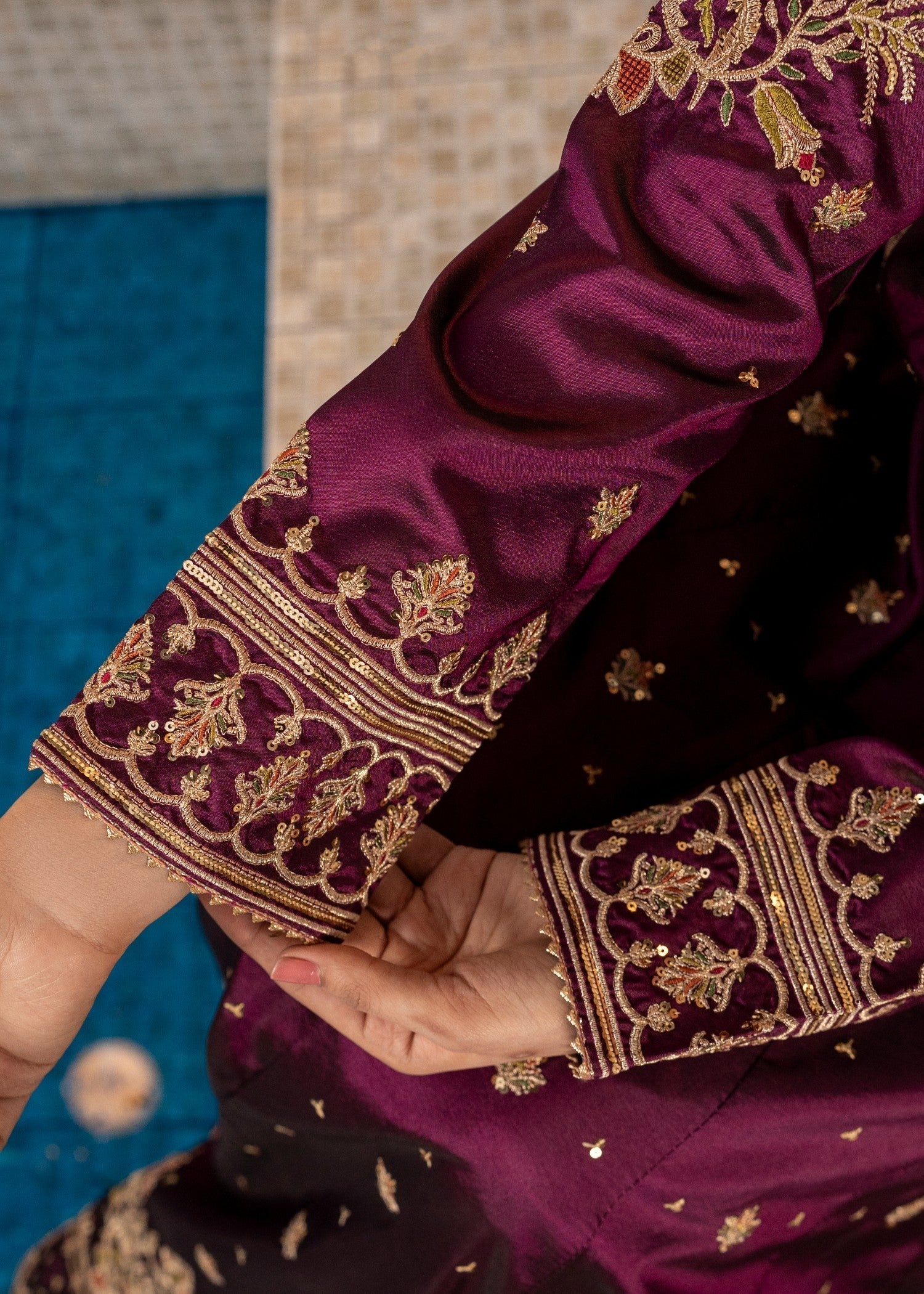 silk Pishwas in Magenta