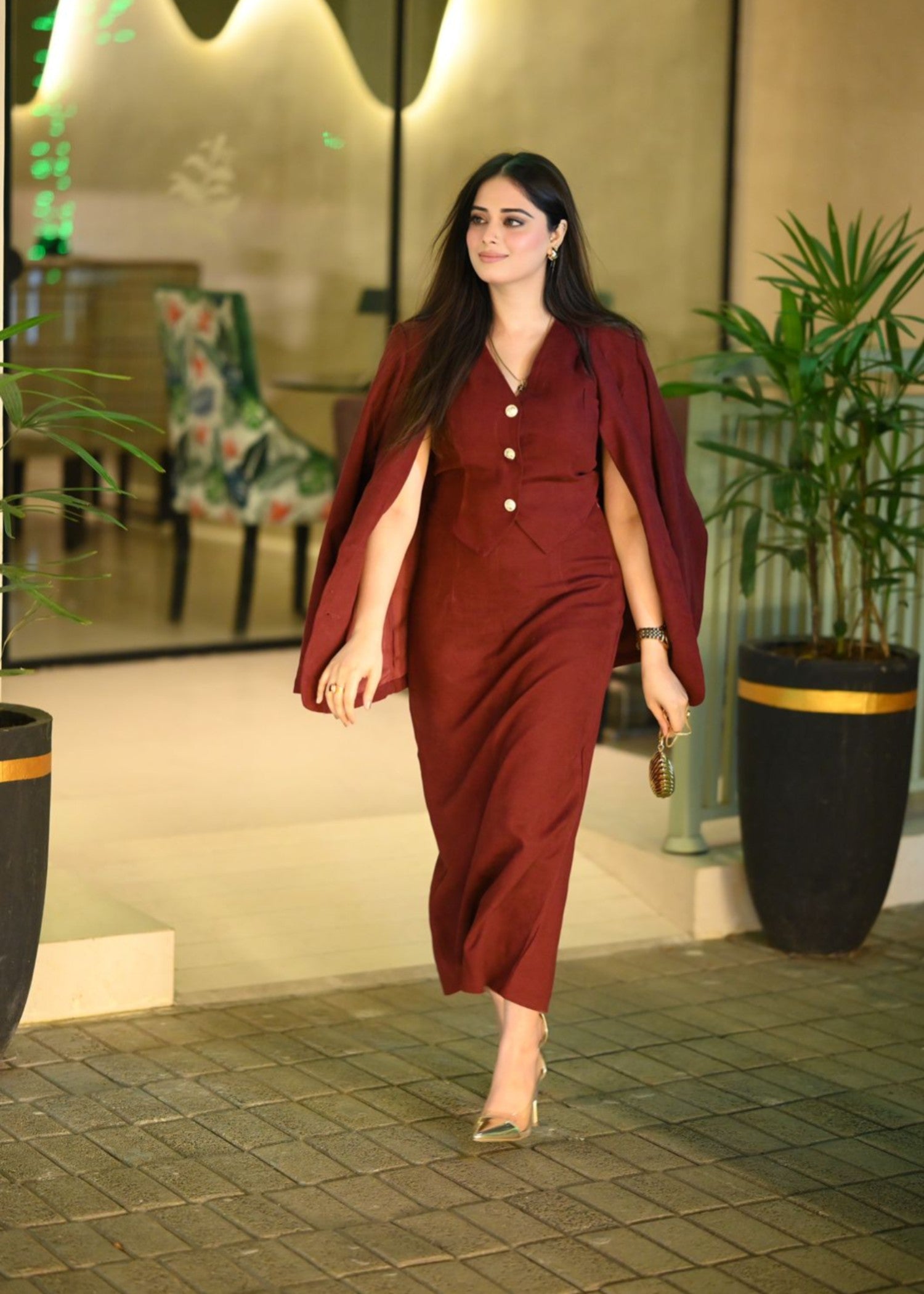 polyester Suits in Burgundy