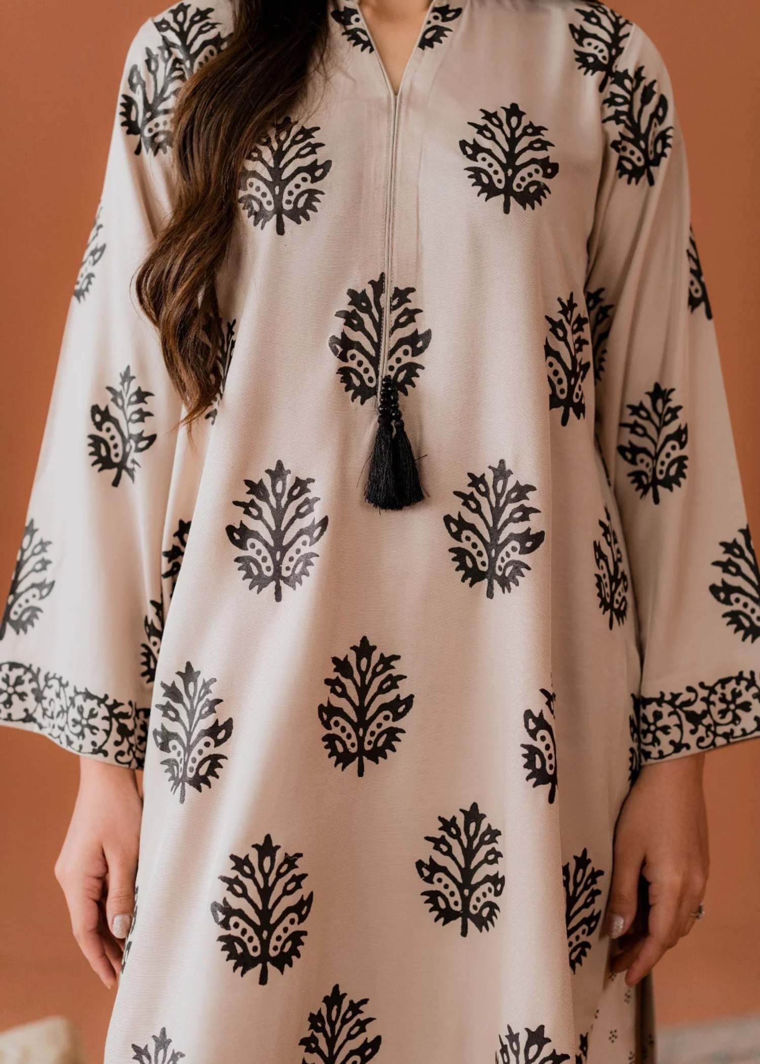 lawn cotton Kurta Set in Eggshell