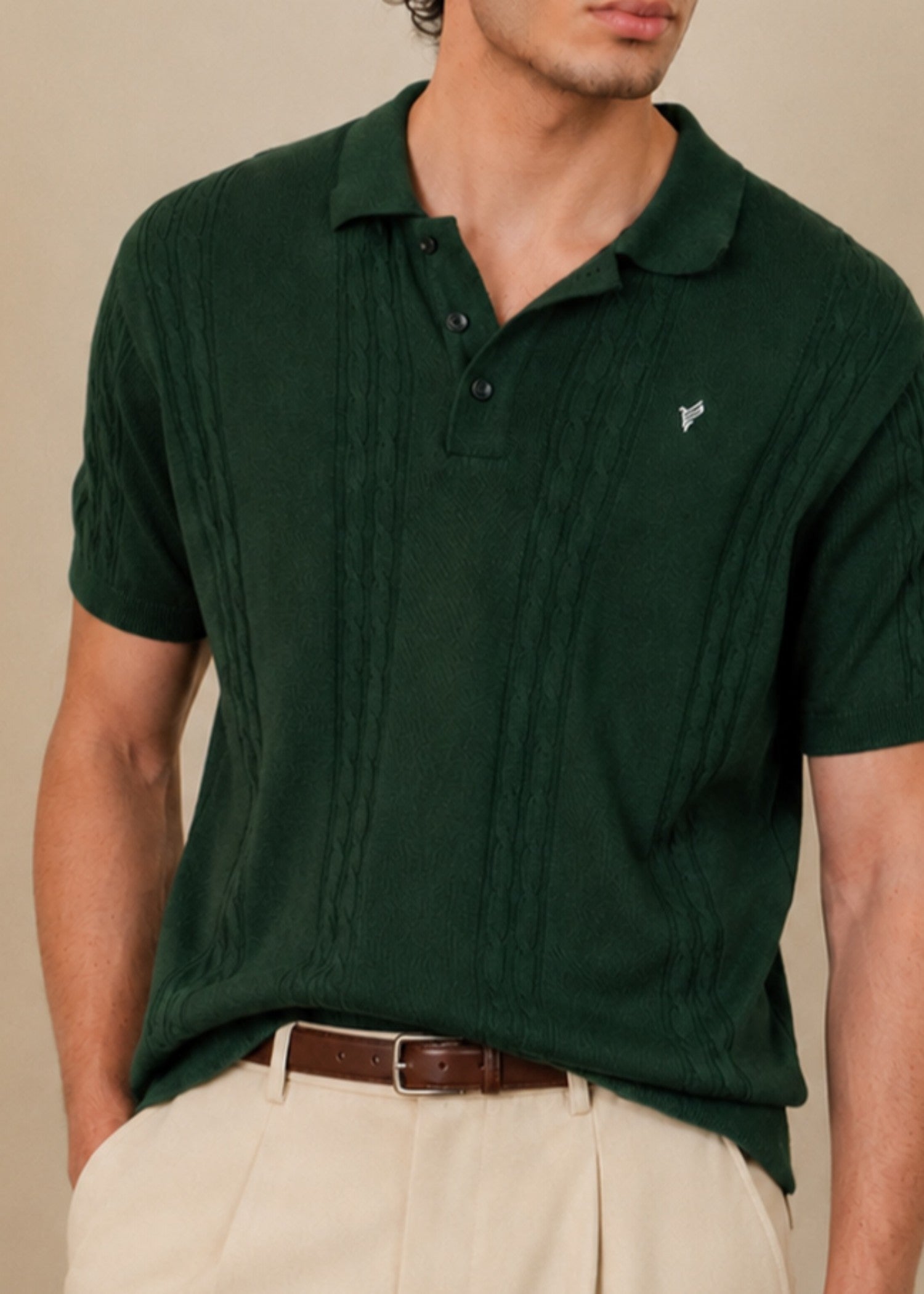 cotton Polo Shirt in Hunter green