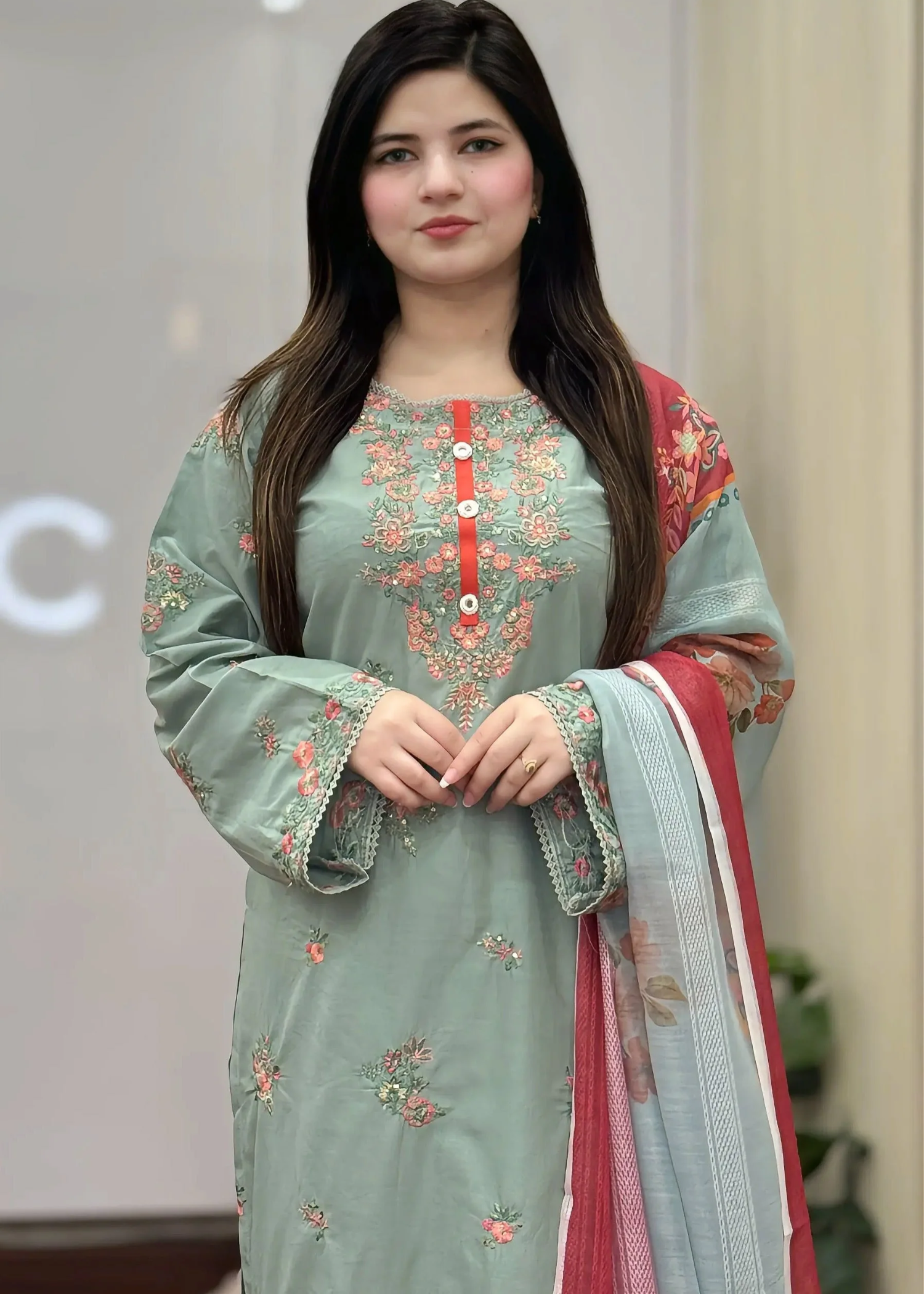 cotton linen Kurta Set in Pistachio green