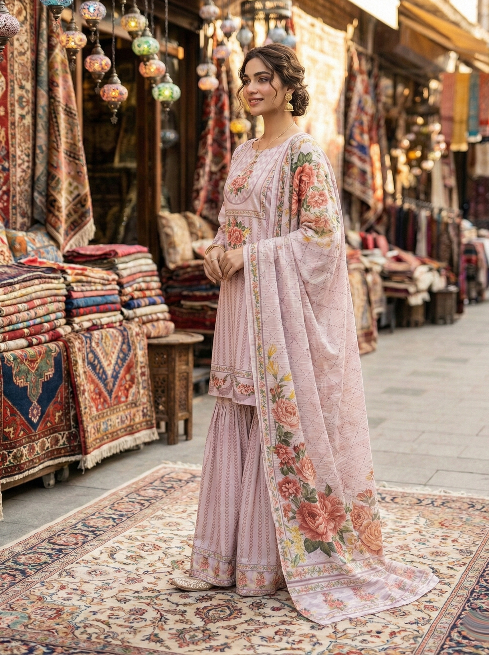 silk Gharara in Lilac