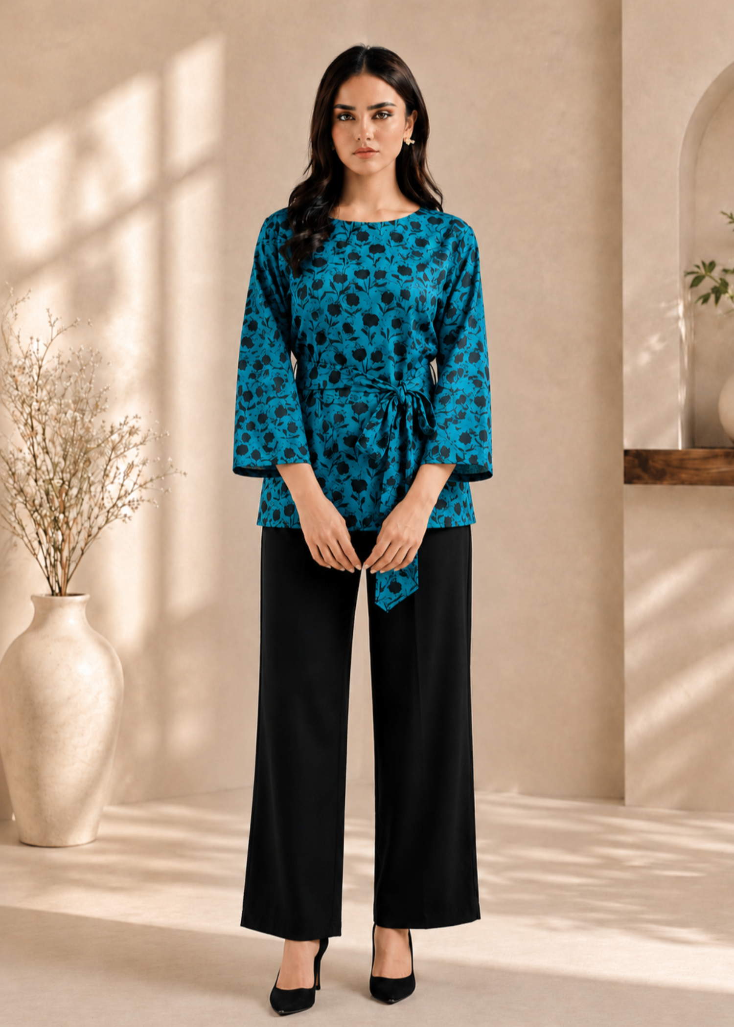 linen Top in Teal
