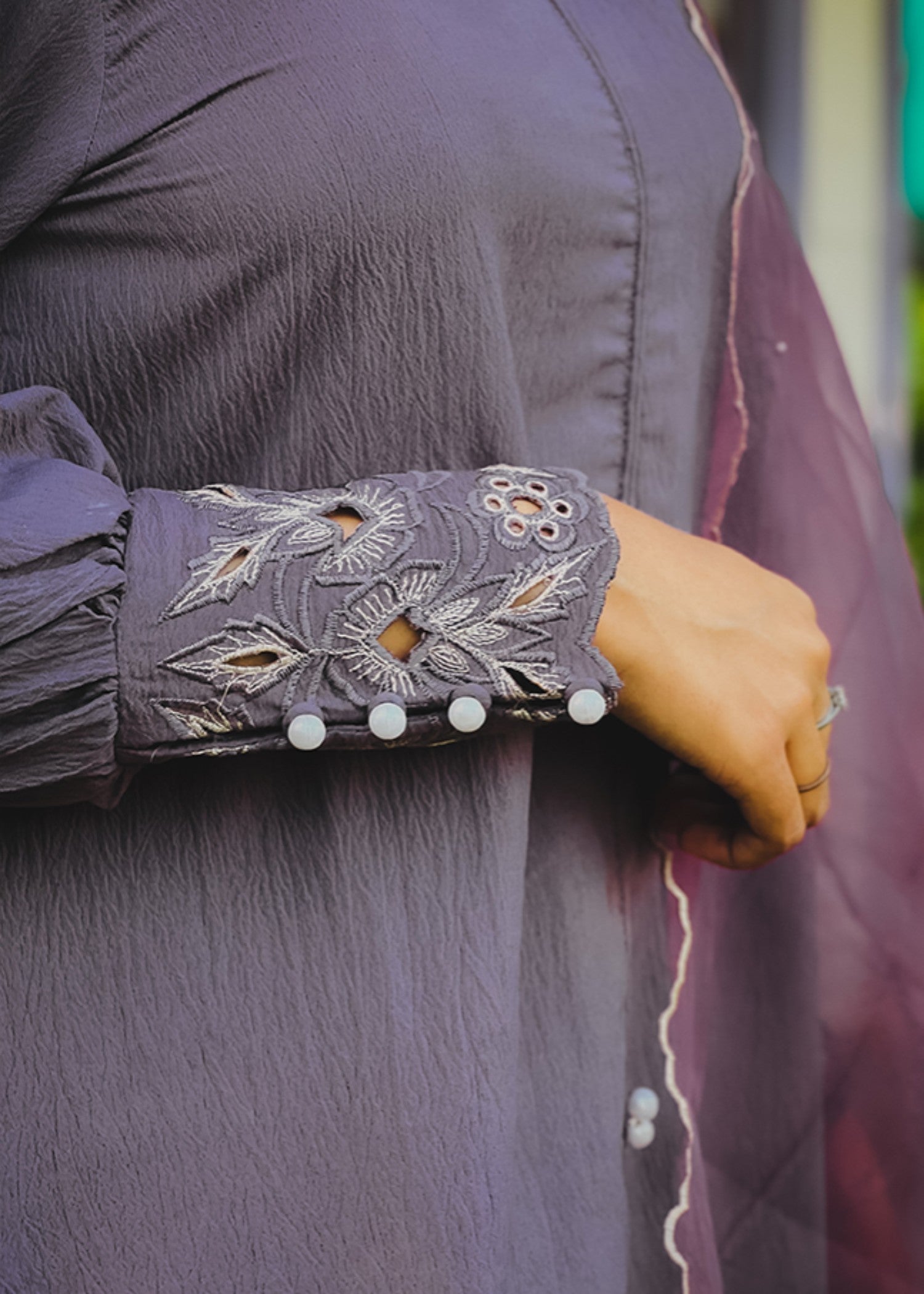 textured grip Kurta Set in Heathered lilac