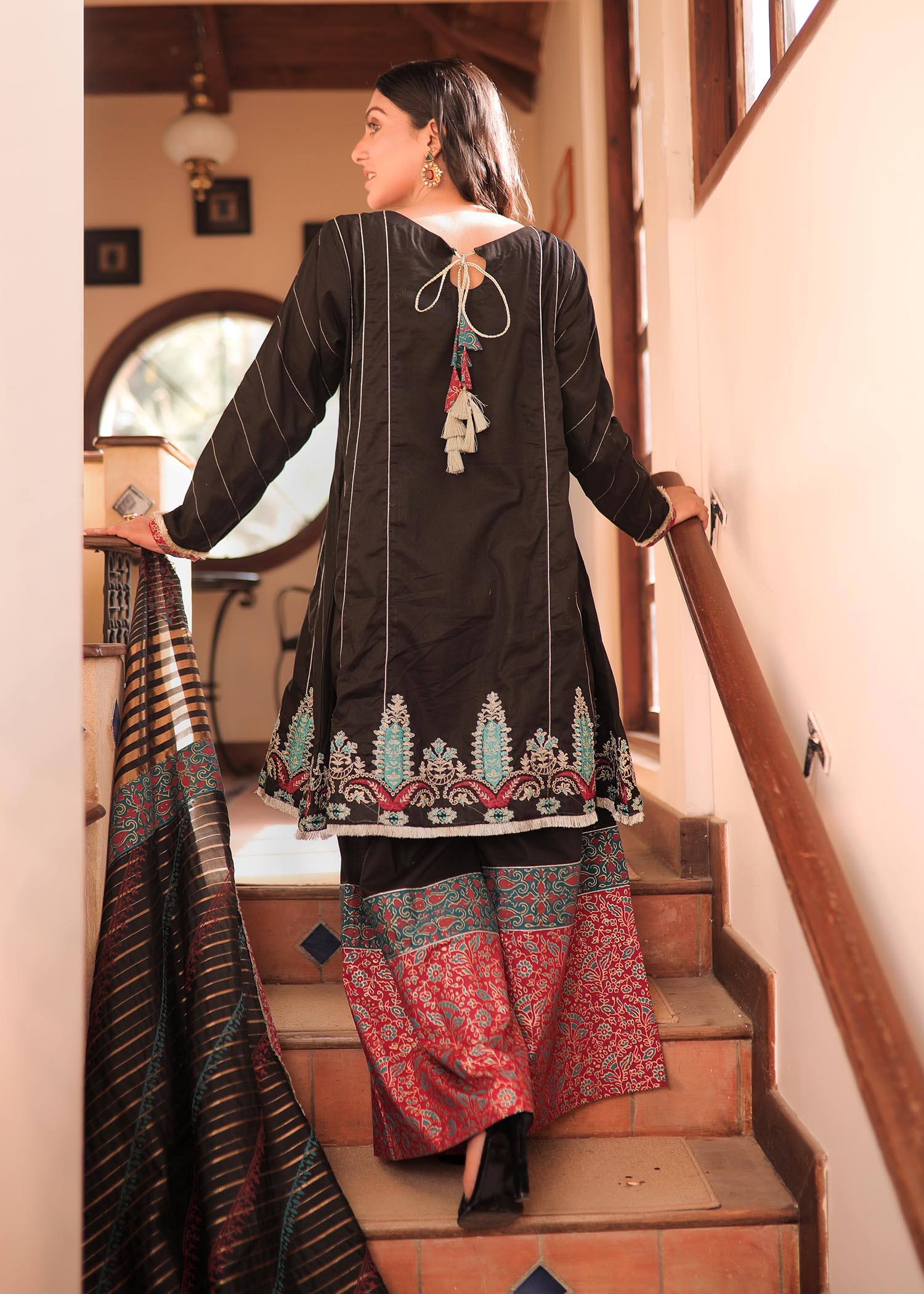 cotton Short Frock in Black