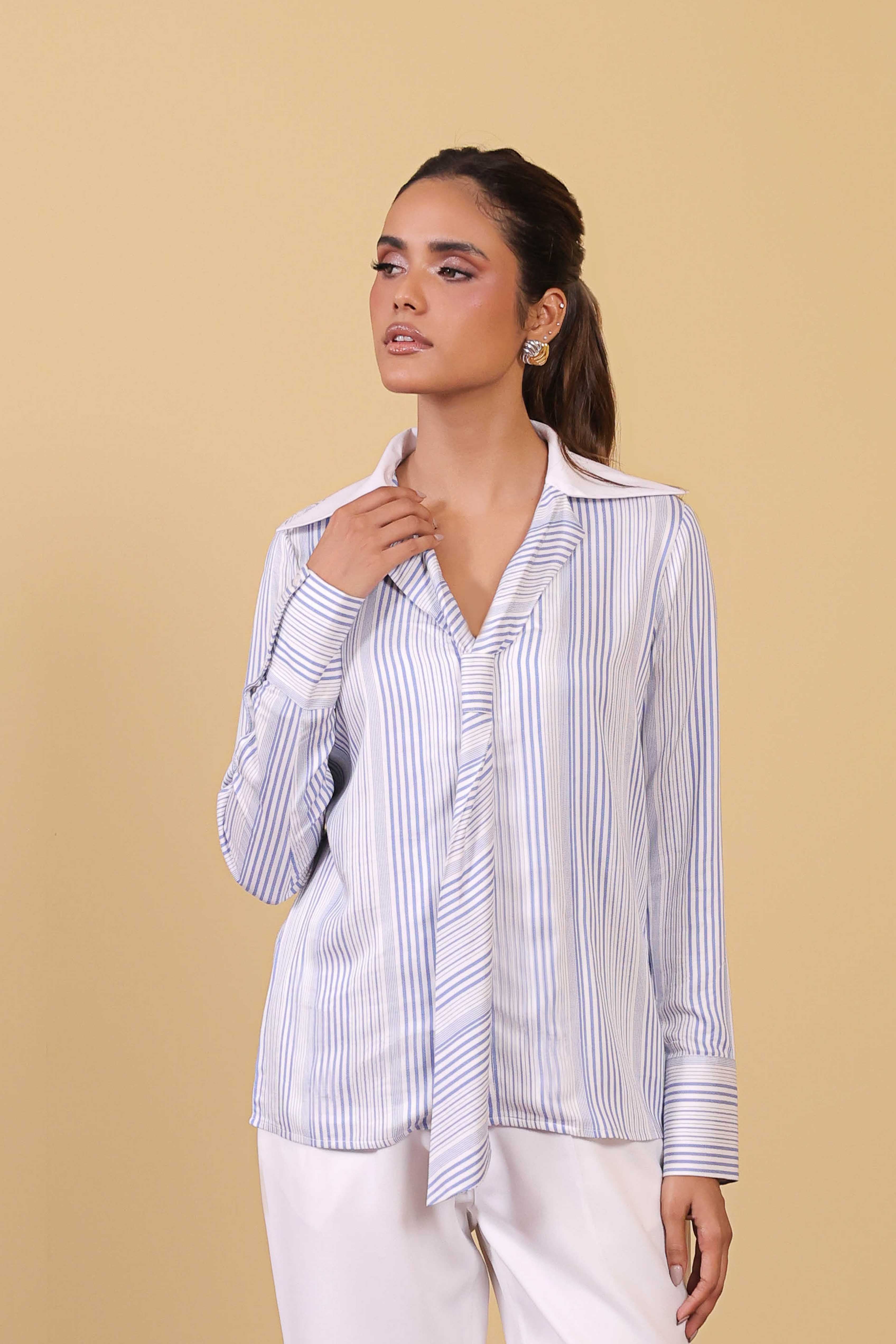 satin polyester Top in Blue