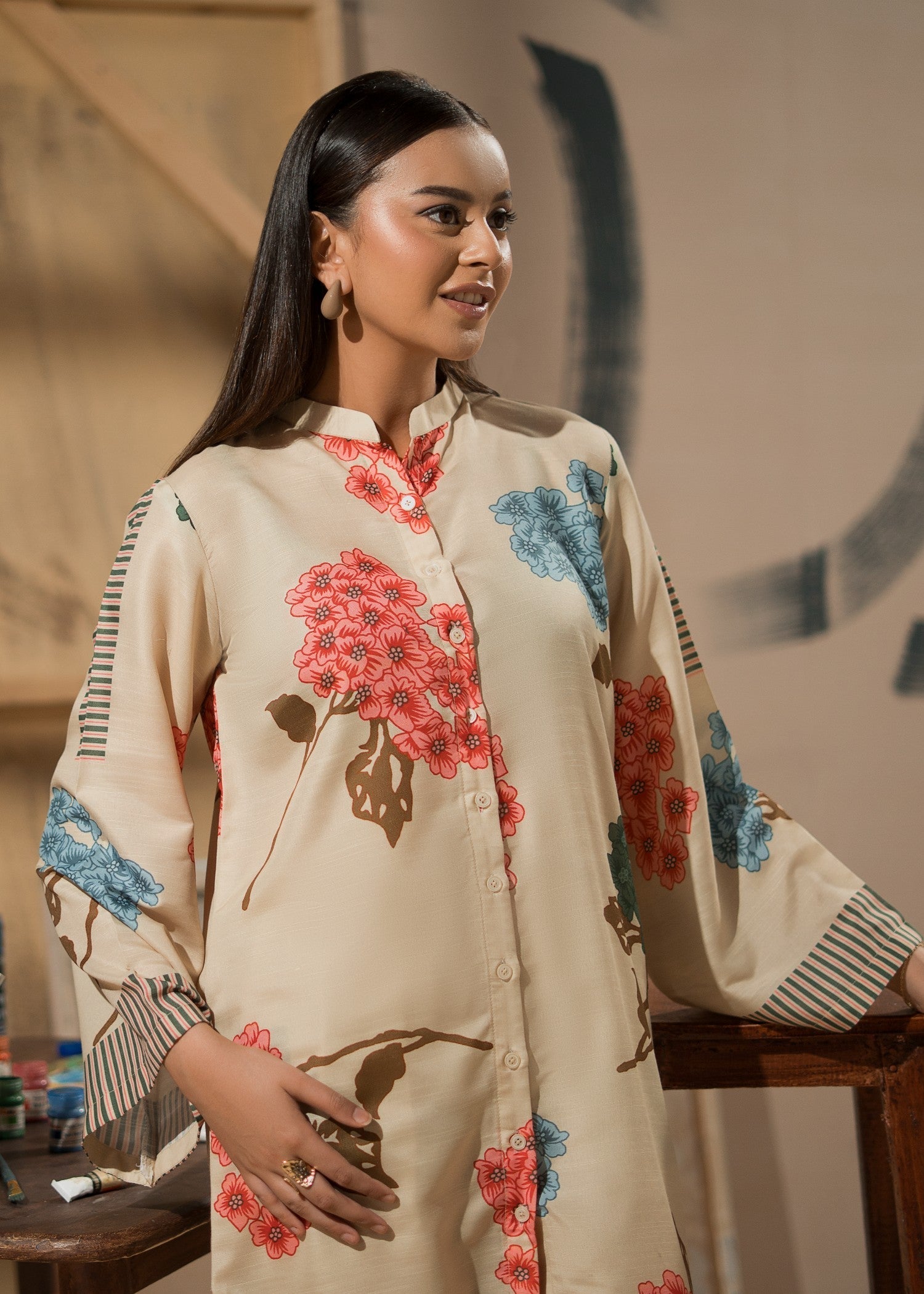 raw silk Co Ord Sets in Cream