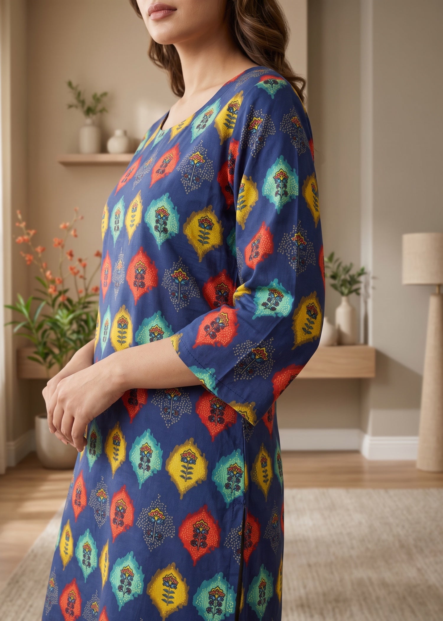lawn cotton Kurti in Navy blue