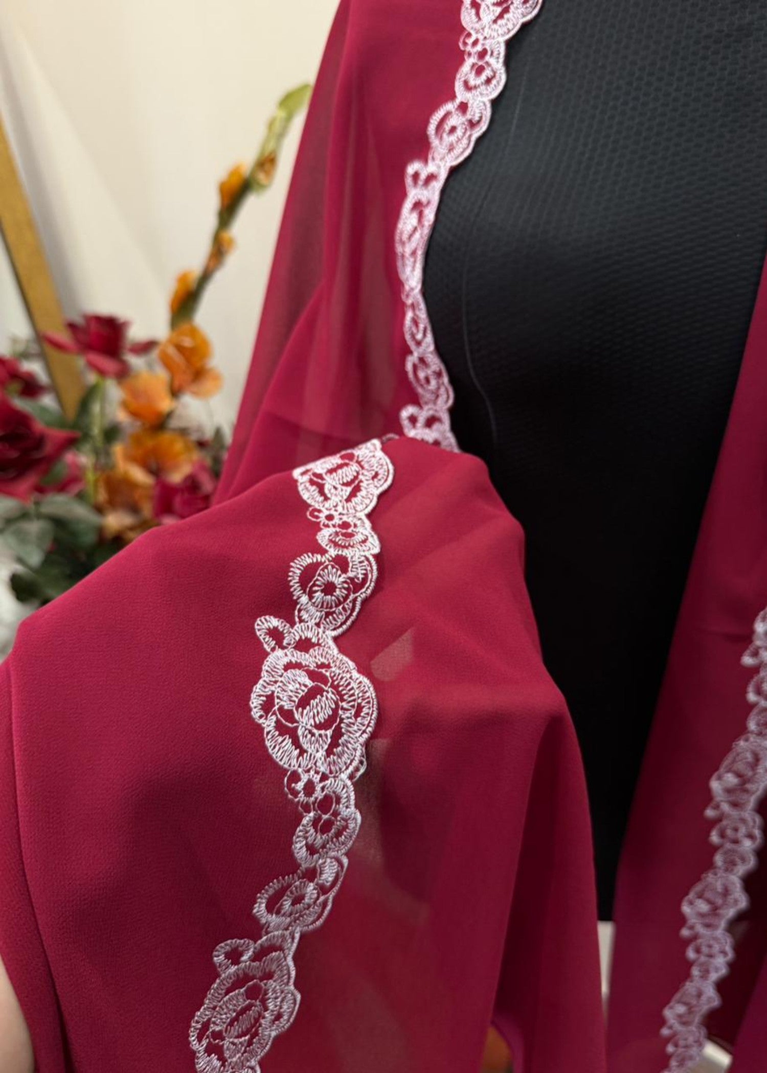 georgette chiffon Hijab in Berry red