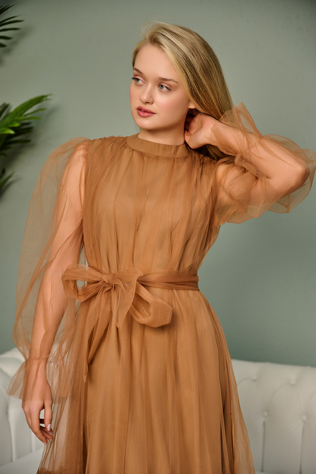 net Dress in Brown