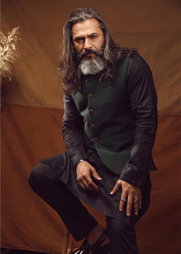 cotton Waistcoat in Bottle green