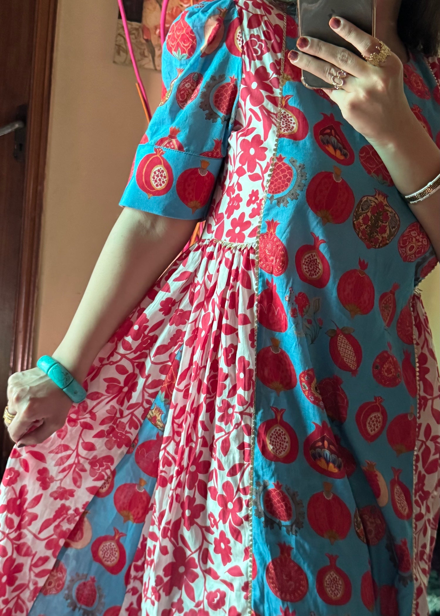 lawn Anarkali in Multi