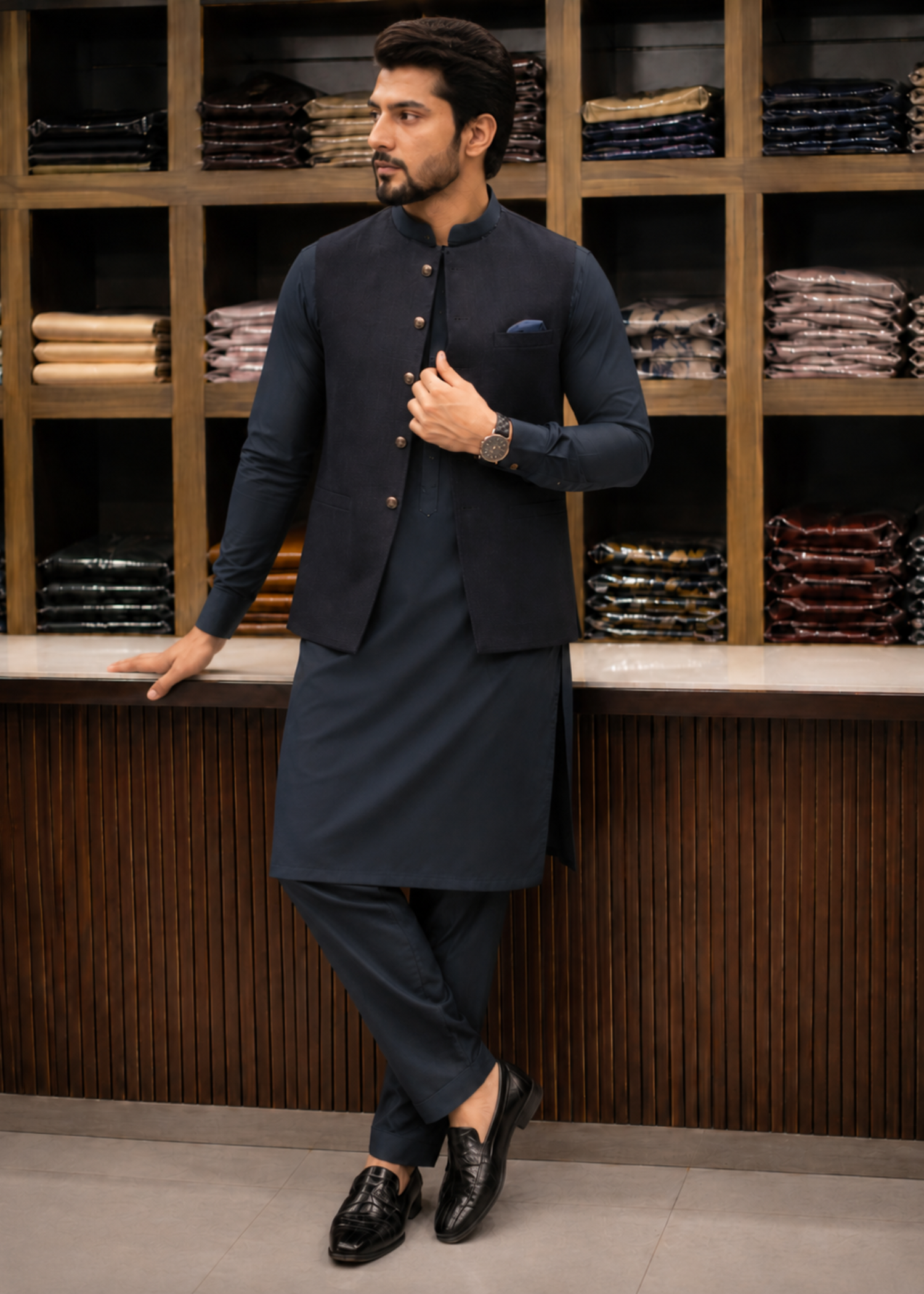 wash & wear Waistcoat in Twilight blue