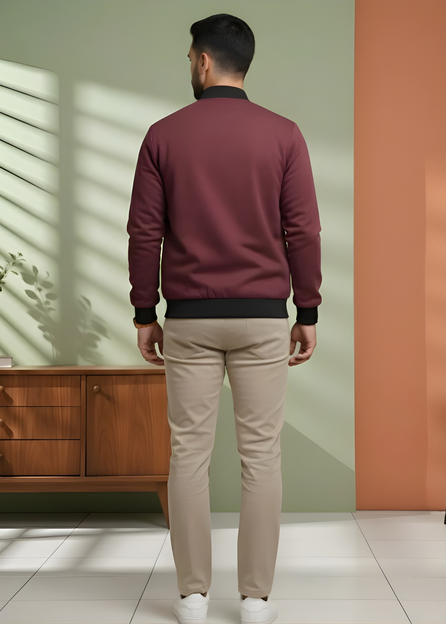 herringbone Jacket in Maroon