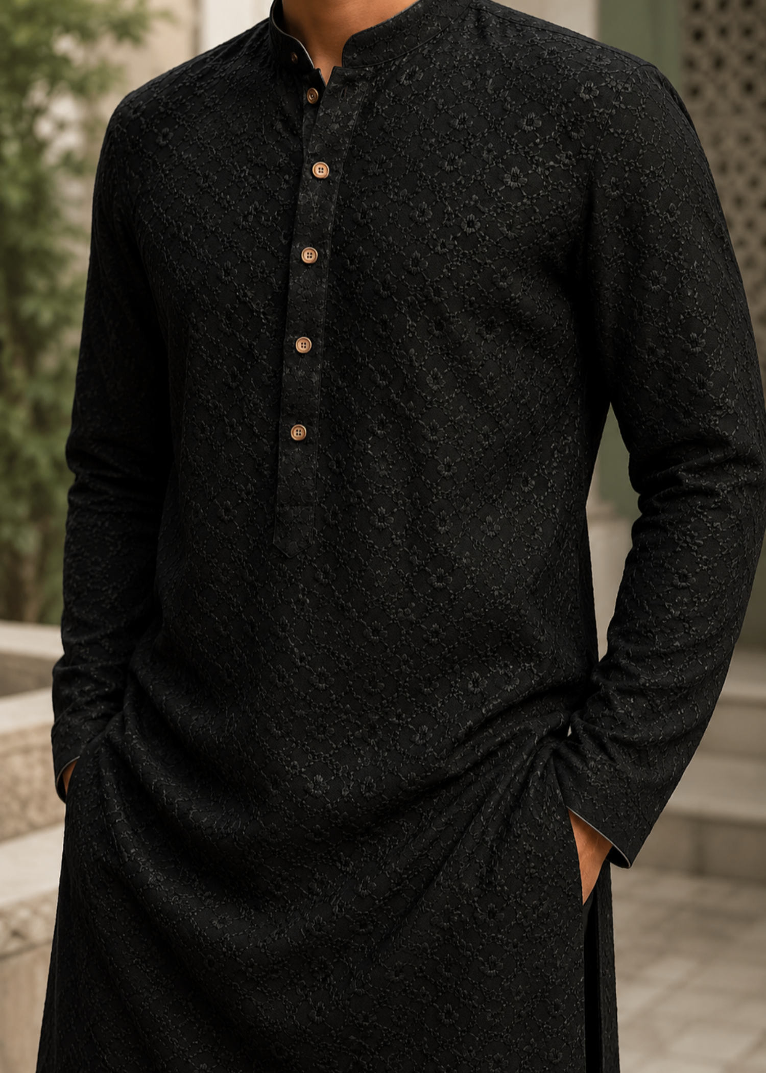 chikankari cotton Kurta in Black by Dulha Fashion House