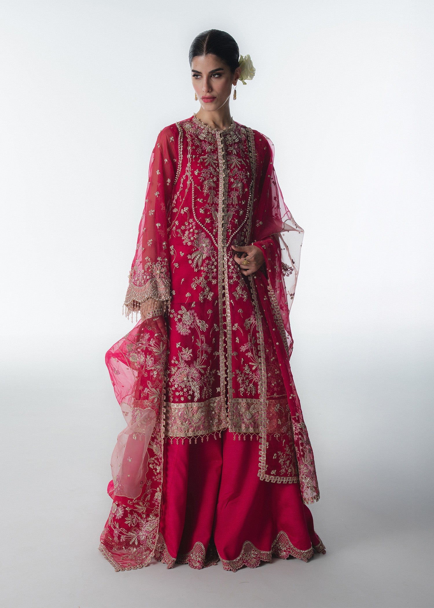organza Sharara in Fuchsia