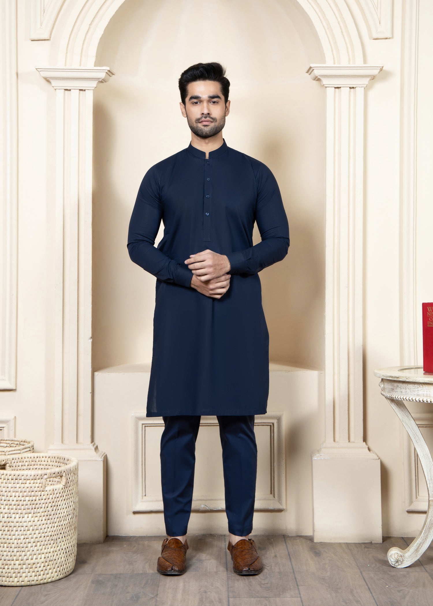 cotton Kurta Set in Navy blue