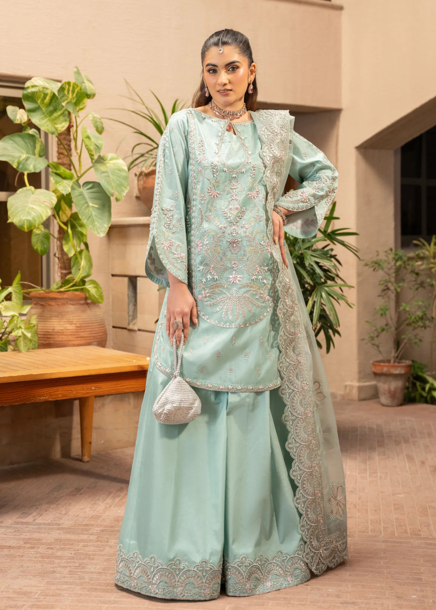silk Unstitched in Mint green
