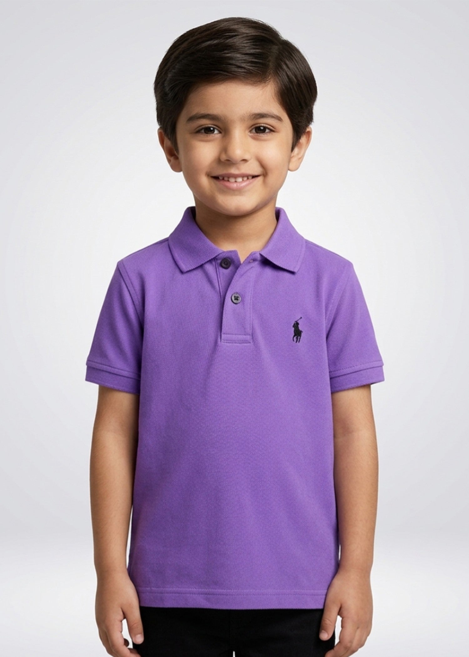cotton Polo Shirt in Purple