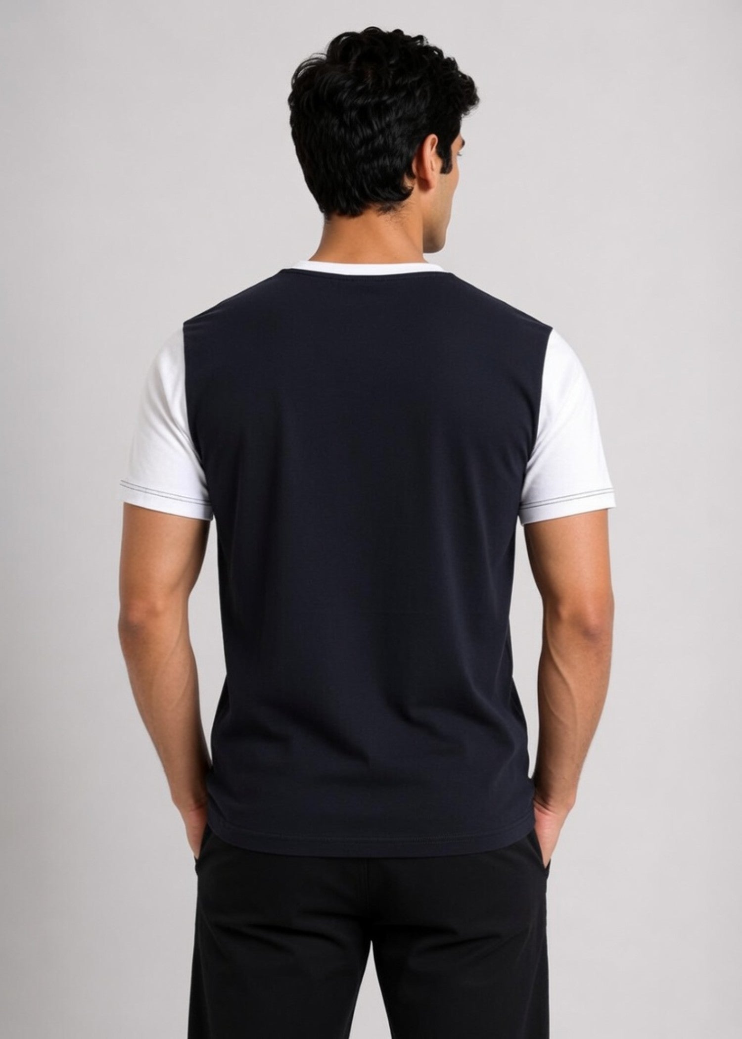 cotton T Shirt in Dark blue, white