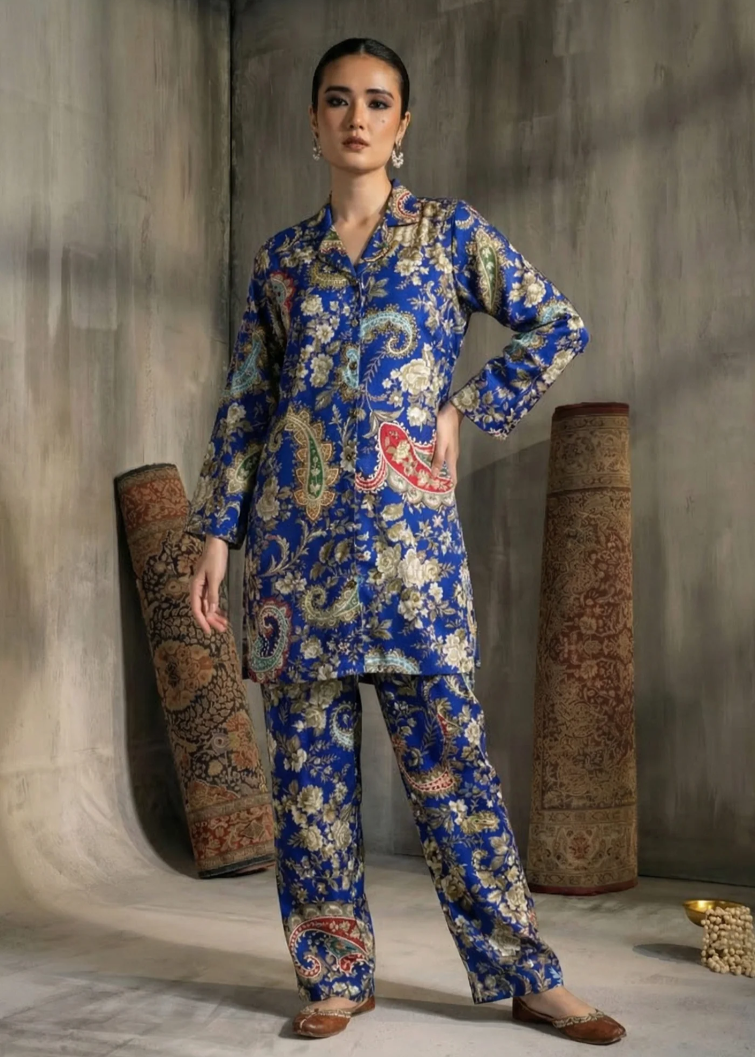 crepe Co Ord Sets in Royal blue