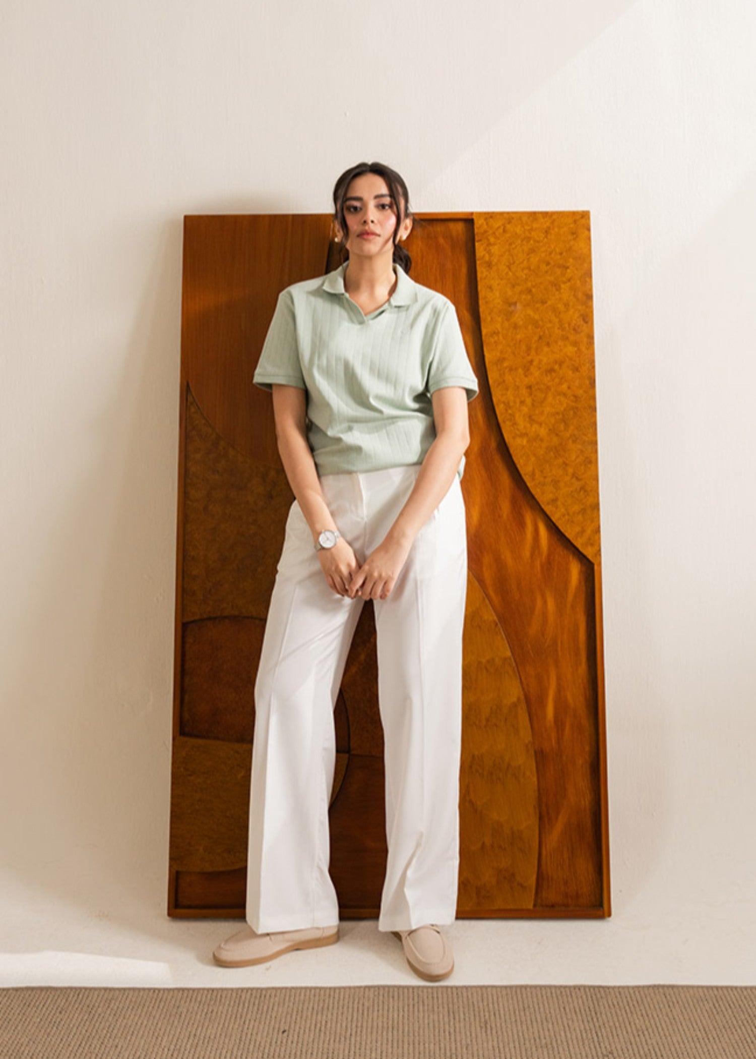 cotton Polo Shirt in Mint green