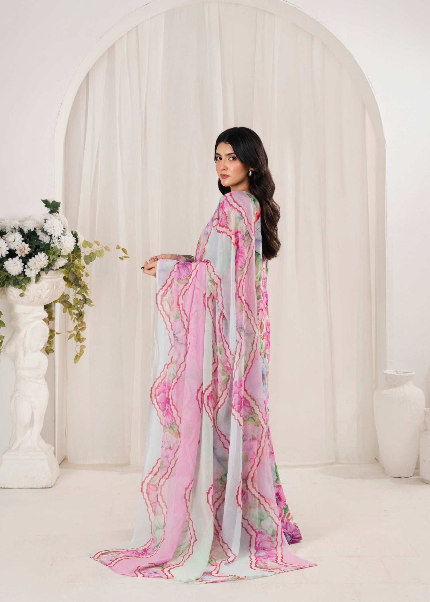 lawn Sharara in Hot pink