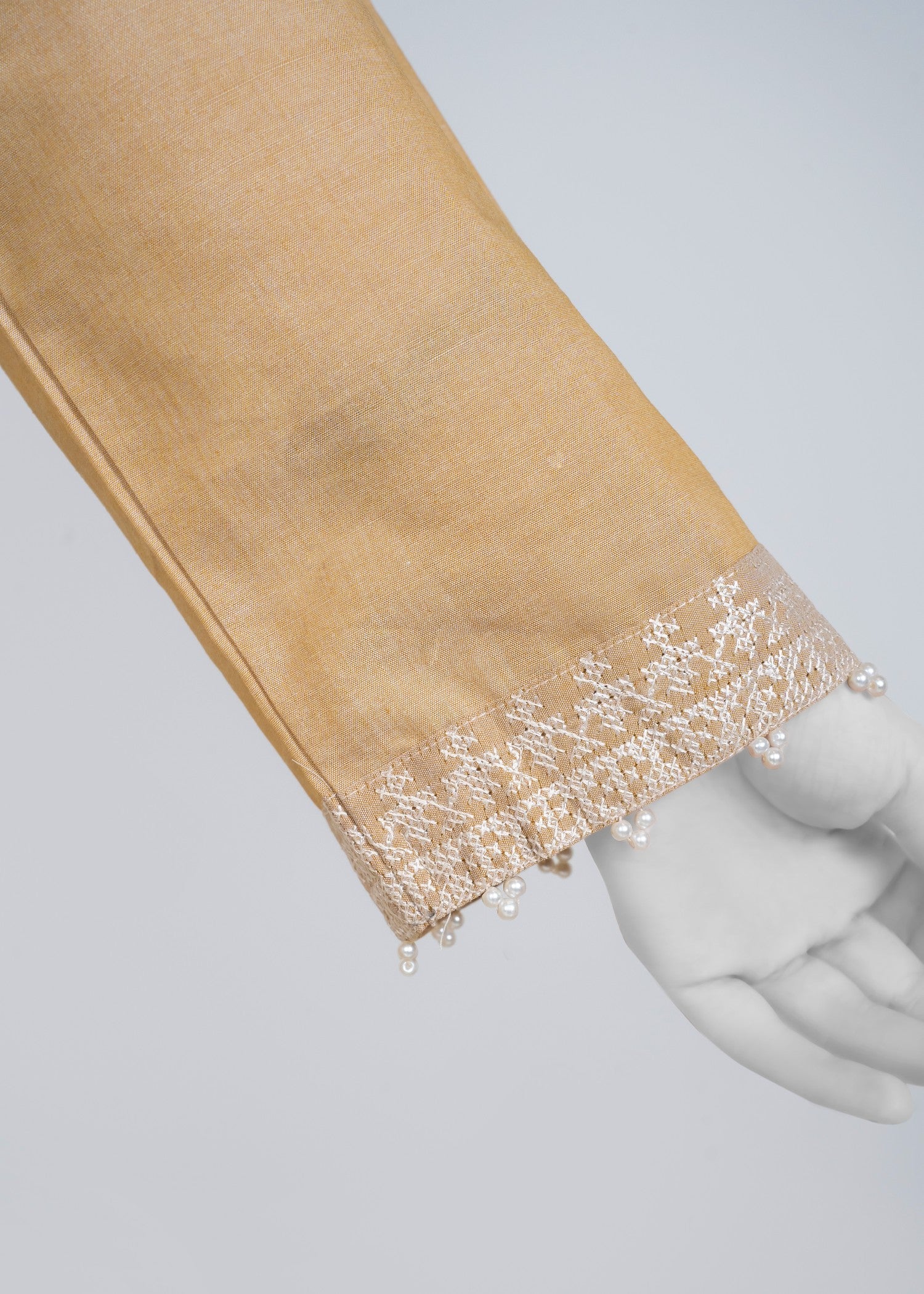 chambray Kurta Set in Beige