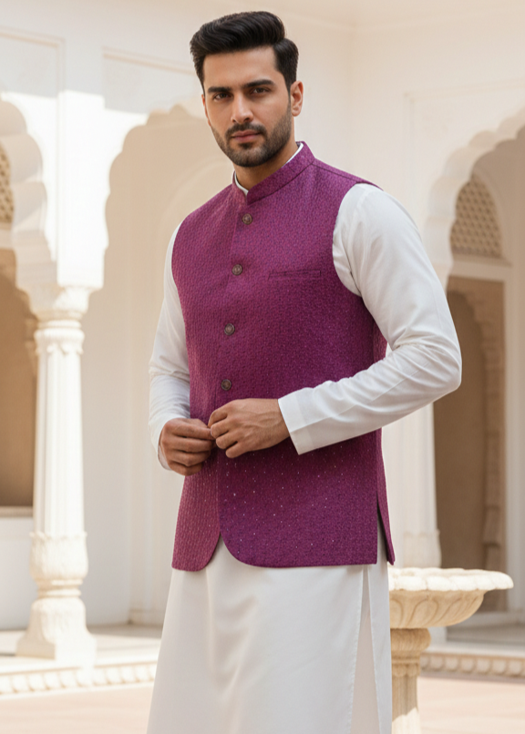 silk Waistcoat in Purple