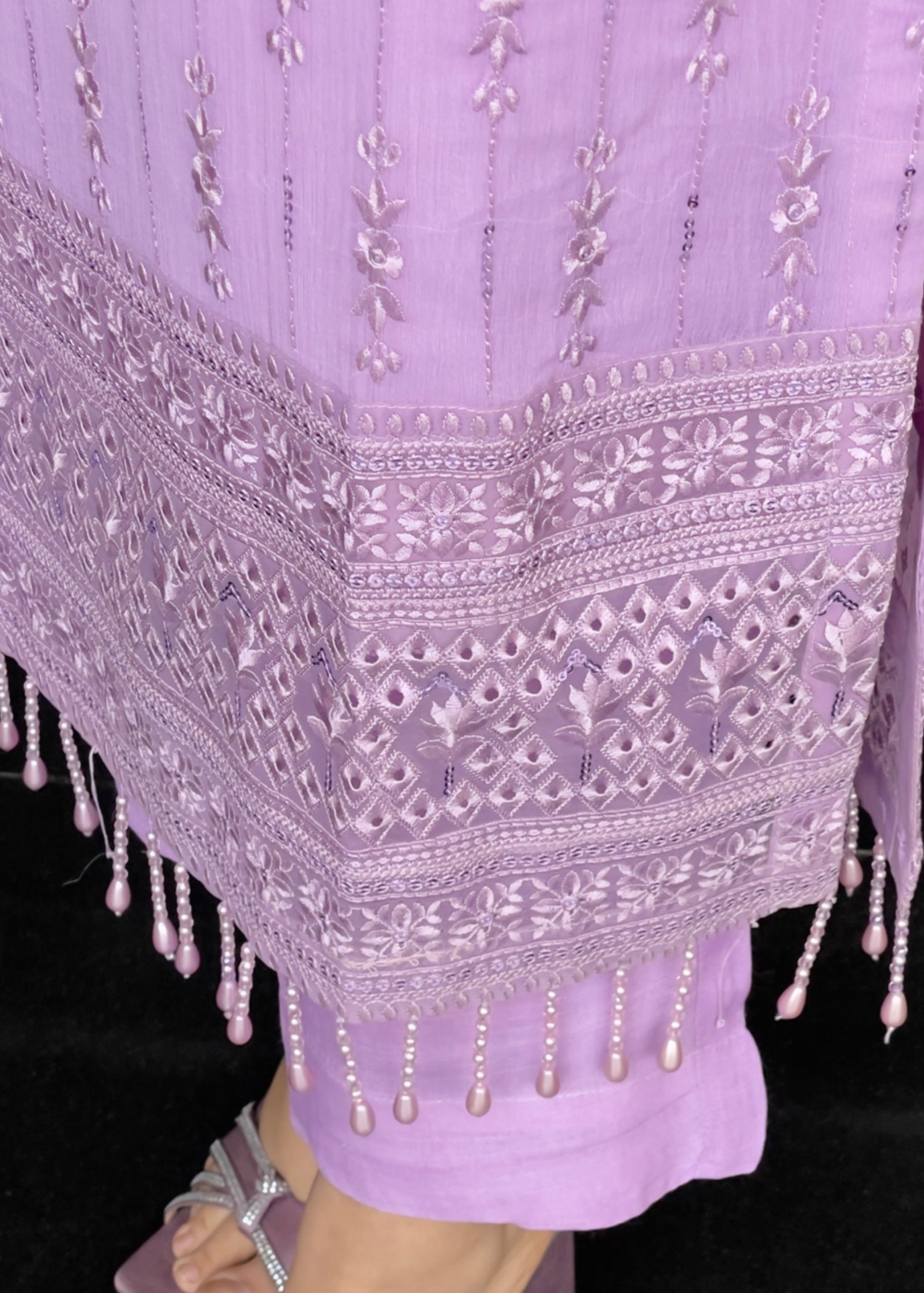 chiffon Kurta Set in Heathered lilac