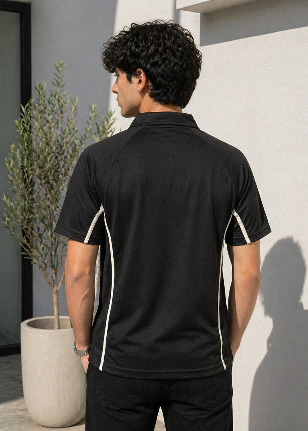 polyester Polo Shirt in Black