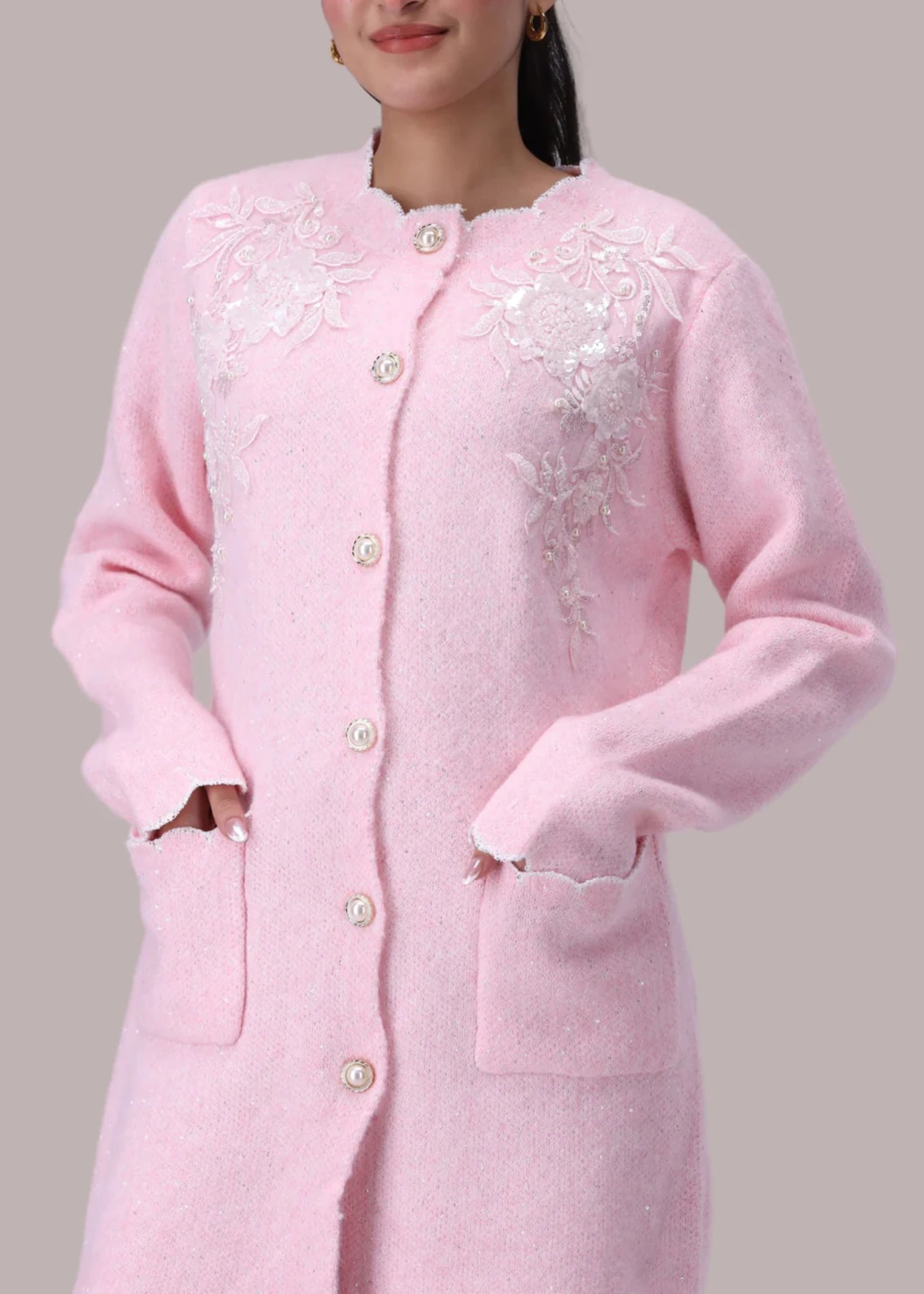wool Cardigan in Pink